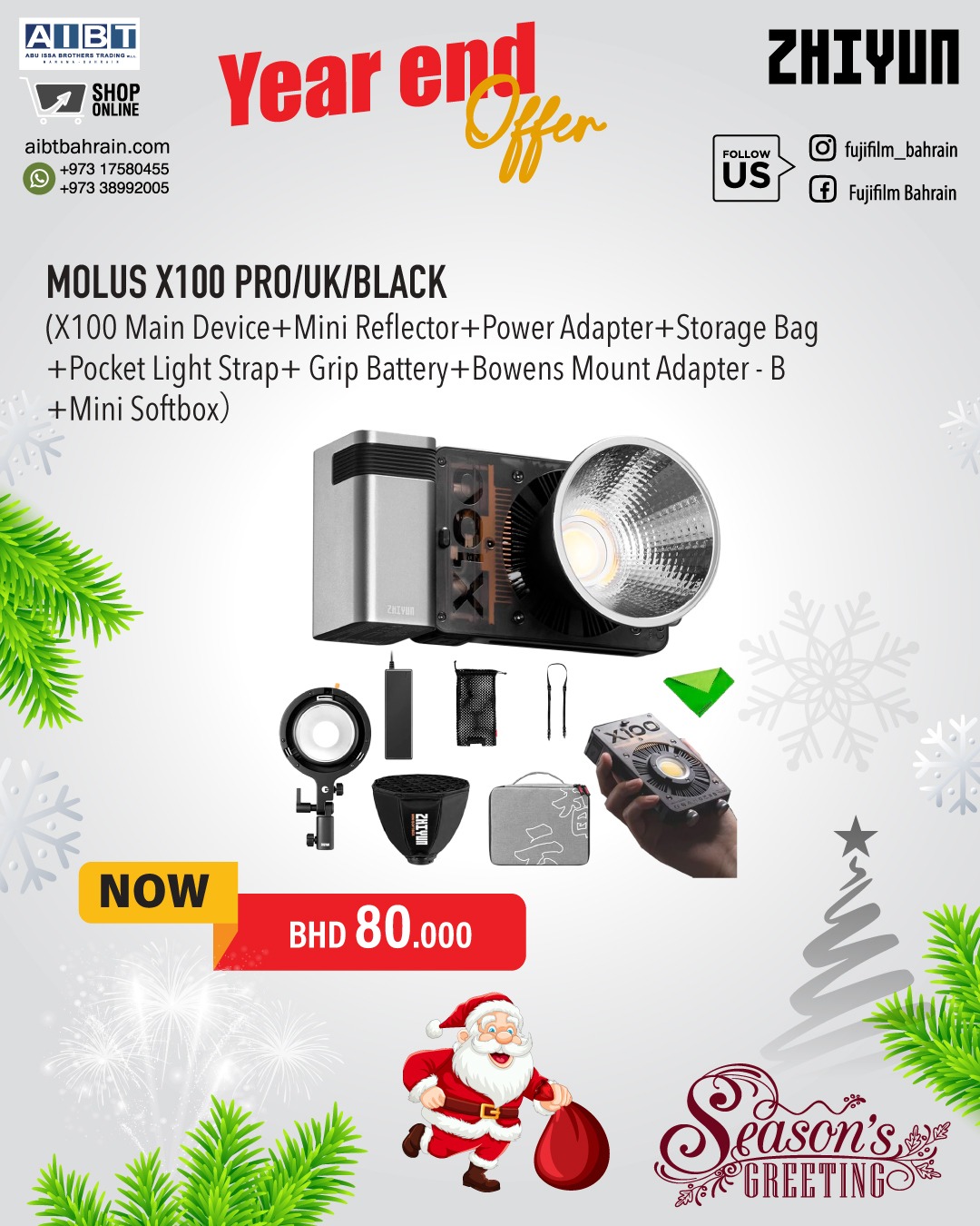 Zhiyun MOLUS X100 Bi-Color Pocket COB Monolight (Pro Kit)