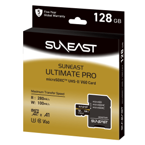 SUNEAST ULTIMATE PRO 128GB MICRO SDXC UHSII V60 Series (with uhs-ii adapter)